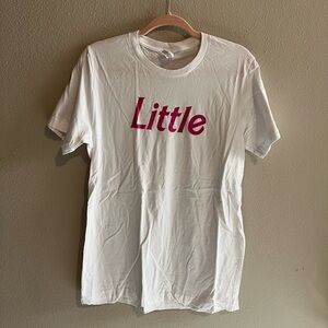 Barbie Style White T-Shirt with Pink Lettering “Little”